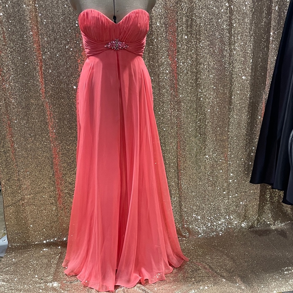 Mac Duggal Strapless Coral Gown